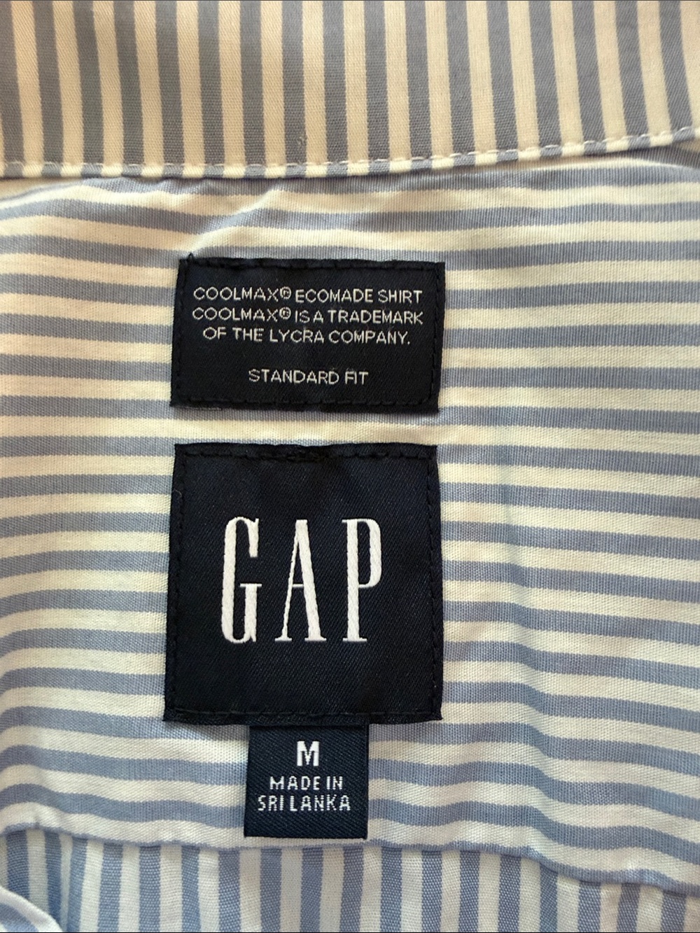 GAP Blue and White Striped Button-Up Shirt